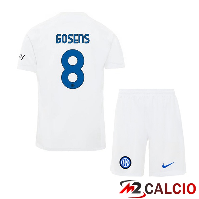 Maglie Calcio Inter Milan (GOSENS 8) Bambino Seconda Bianco 2023/2024