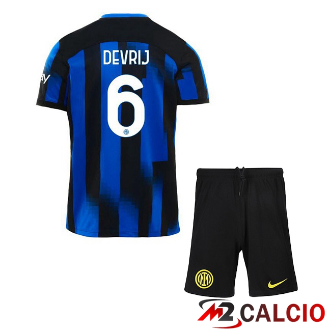 Maglie Calcio Inter Milan (DE VRIJ 6) Bambino Prima Blu 2023/2024