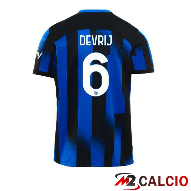 Maglie Calcio Inter Milan (DE VRIJ 6) Prima Blu 2023/2024