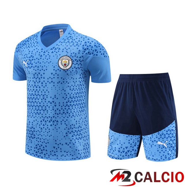 T Shirt Allenamento Manchester City + Pantaloncini Blu 2023/2024