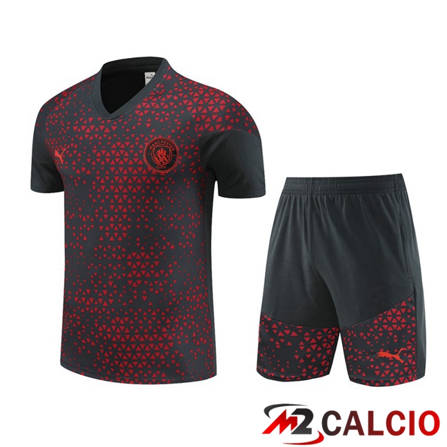 T Shirt Allenamento Manchester City + Pantaloncini Rosso Nero 2023/2024