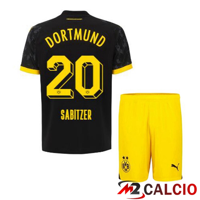 Maglie Calcio Dortmund BVB (Sabitzer 20) Bambino Seconda Nero 2023/2024