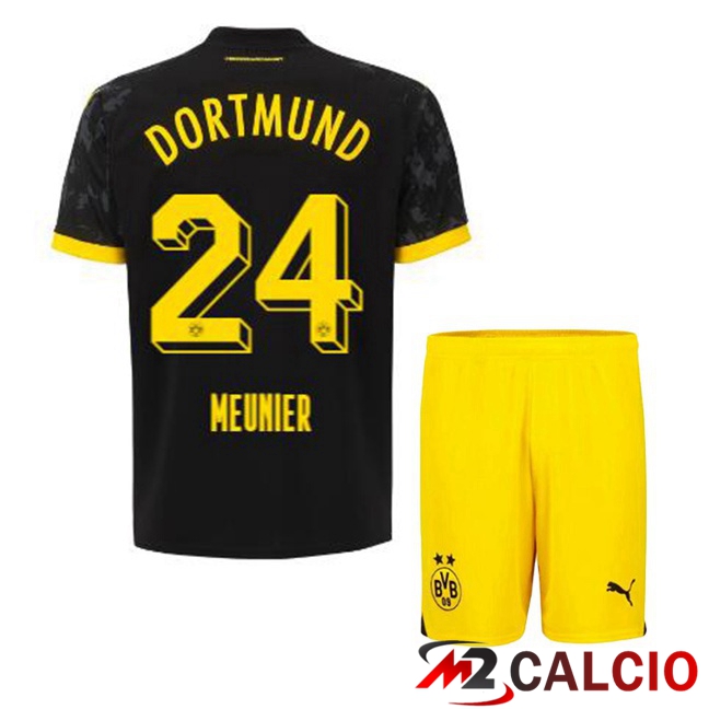 Maglie Calcio Dortmund BVB (Meunier 24) Bambino Seconda Nero 2023/2024