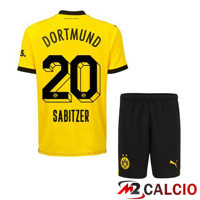 Maglie Calcio Dortmund BVB (Sabitzer 20) Bambino Prima Giallo Nero 2023/2024