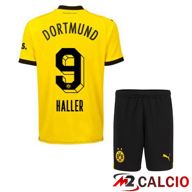 Maglie Calcio Dortmund BVB (Haller 9) Bambino Prima Giallo Nero 2023/2024
