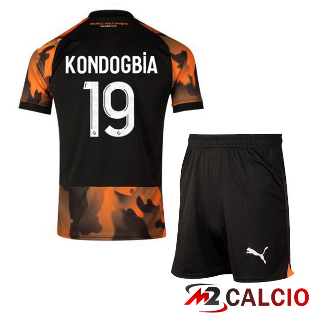 Maglie Calcio Marsiglia OM (KONDOGBIA 19) Bambino Terza Nero Giallo 2023/2024
