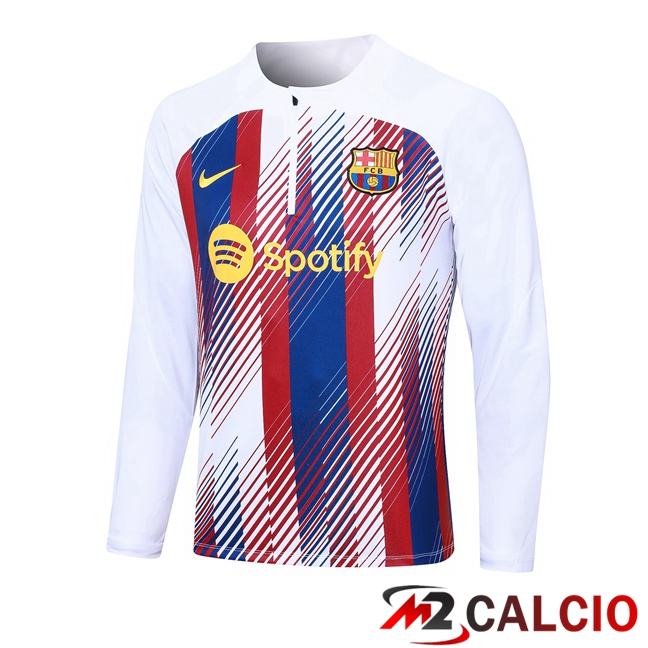 Felpa Allenamento FC Barcellona Bianco Rosso 2023/2024