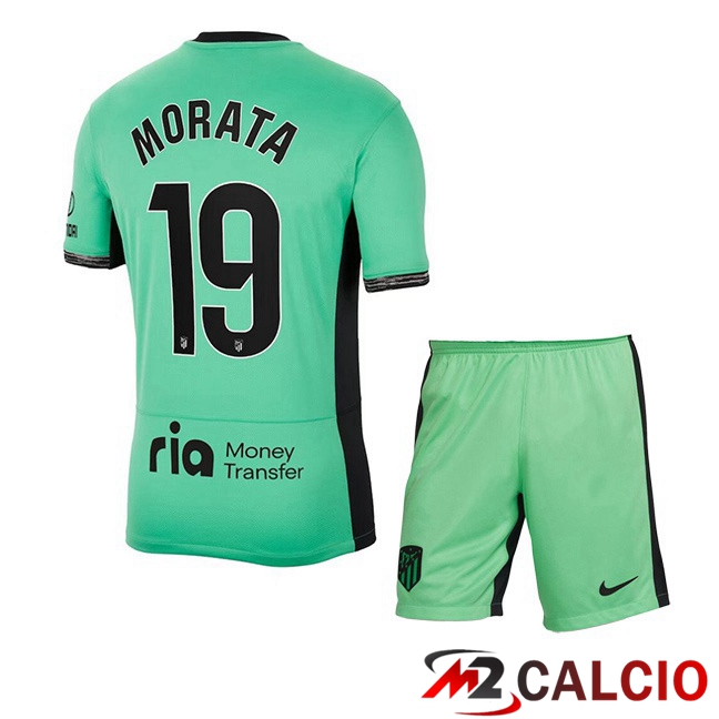 Maglie Calcio Atletico Madrid (Morata 19) Bambino Terza Verde 2023/2024