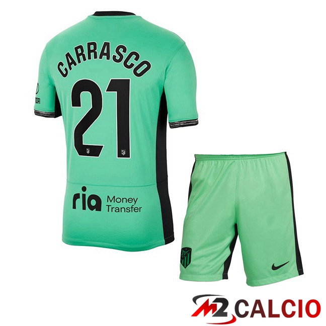 Maglie Calcio Atletico Madrid (Carrasco 21) Bambino Terza Verde 2023/2024