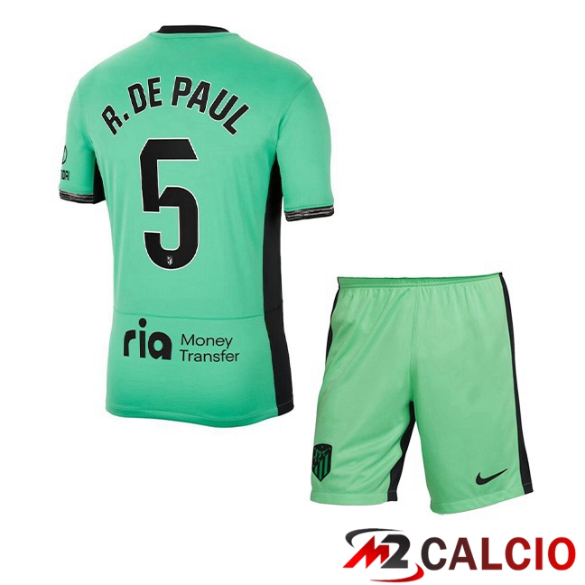 Maglie Calcio Atletico Madrid (R. De Paul 5) Bambino Terza Verde 2023/2024