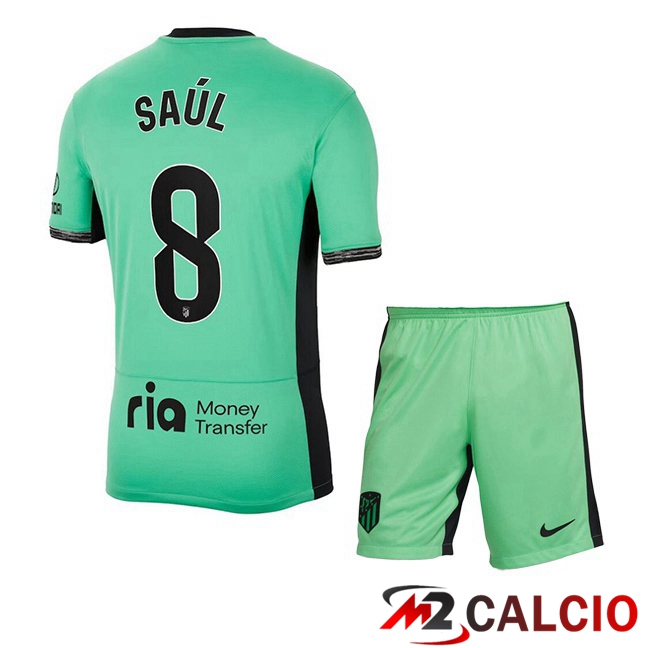Maglie Calcio Atletico Madrid (Saúl 8) Bambino Terza Verde 2023/2024