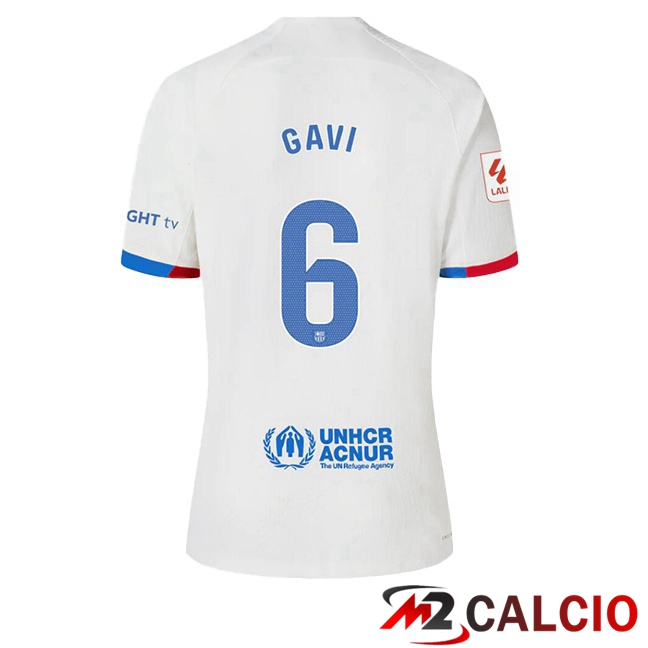 Maglie Calcio FC Barcellona (GAVI 6) Seconda Bianco 2023/2024