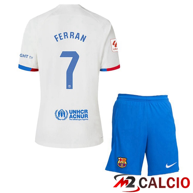 Maglie Calcio FC Barcellona (FERRAN 7) Bambino Seconda Bianco 2023/2024