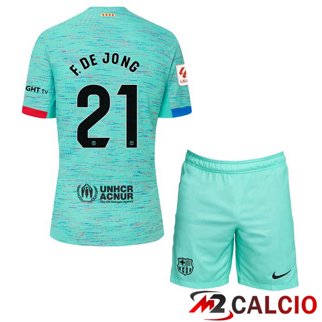 Maglie Calcio FC Barcellona (F. De JONG 21) Bambino Terza Verde 2023/2024