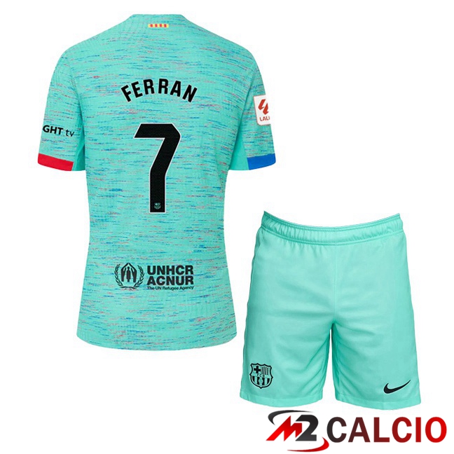 Maglie Calcio FC Barcellona (FERRAN 7) Bambino Terza Verde 2023/2024