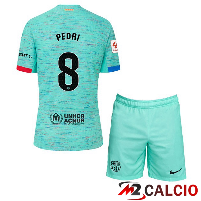 Maglie Calcio FC Barcellona (PEDRI 8) Bambino Terza Verde 2023/2024