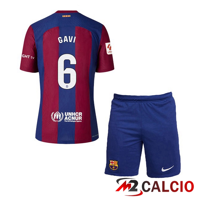 Maglie Calcio FC Barcellona (GAVI 6) Bambino Prima Blu Rosso 2023/2024