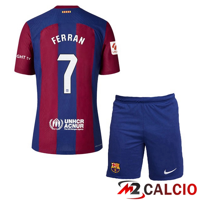 Maglie Calcio FC Barcellona (FERRAN 7) Bambino Prima Blu Rosso 2023/2024