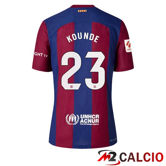 Maglie Calcio FC Barcellona (KOUNDE 23) Prima Blu Rosso 2023/2024