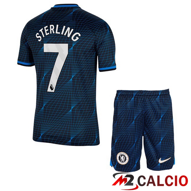 Maglie Calcio FC Chelsea (Sterling 7) Bambino Seconda Blu 2023/2024