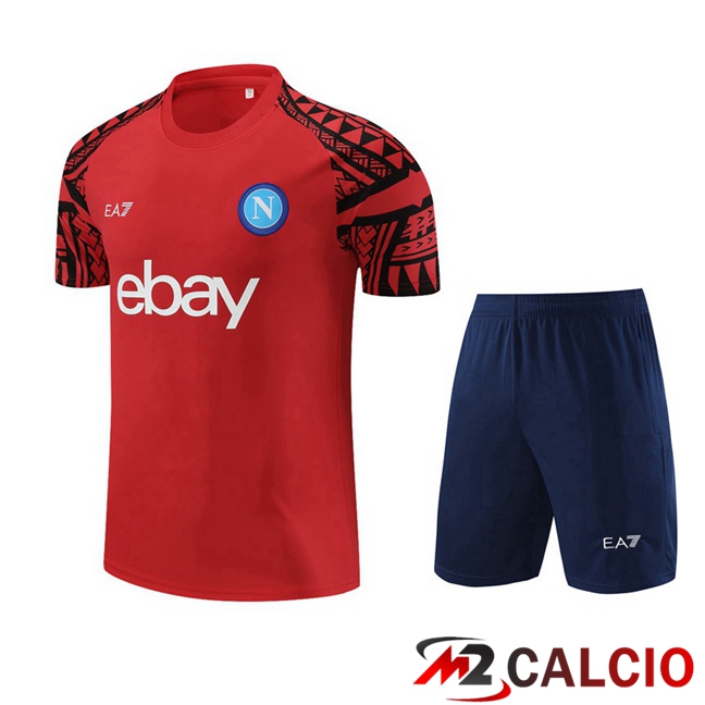 T Shirt Allenamento SSC Napoli + Pantaloncini Rosso 2023/2024
