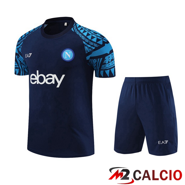 T Shirt Allenamento SSC Napoli + Pantaloncini Blu Reale 2023/2024