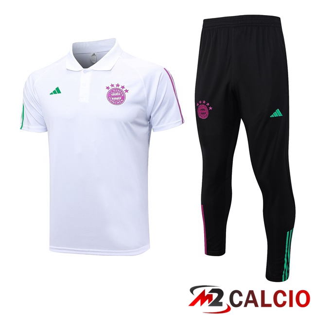 Maglia Polo Bayern Monaco + Pantaloni Bianco 2023/2024