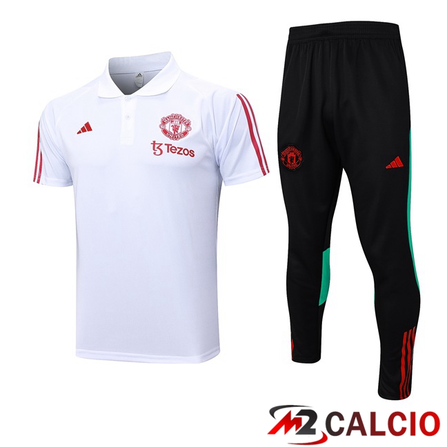 Maglia Polo Manchester United + Pantaloni Bianco 2023/2024