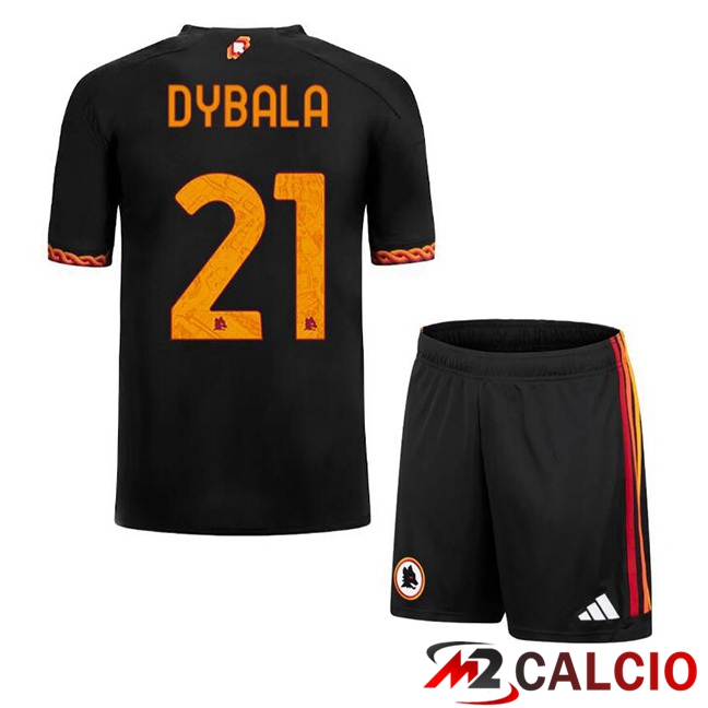 Maglie Calcio AS Roma (DYBALA 21) Bambino Terza Nero 2023/2024