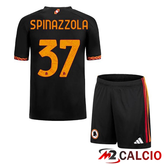 Maglie Calcio AS Roma (SPINAZZOLA 37) Bambino Terza Nero 2023/2024