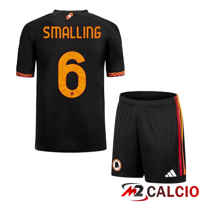 Maglie Calcio AS Roma (SMALLING 6) Bambino Terza Nero 2023/2024