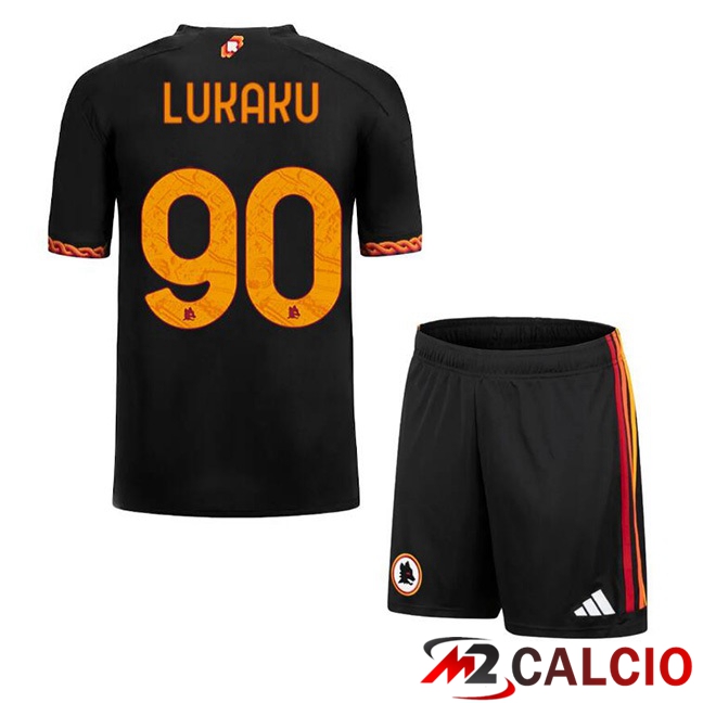Maglie Calcio AS Roma (LUKAKU 90) Bambino Terza Nero 2023/2024