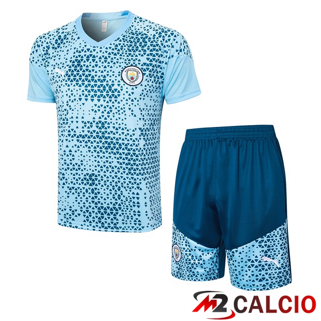 T Shirt Allenamento Manchester City + Pantaloncini Blu 2023/2024