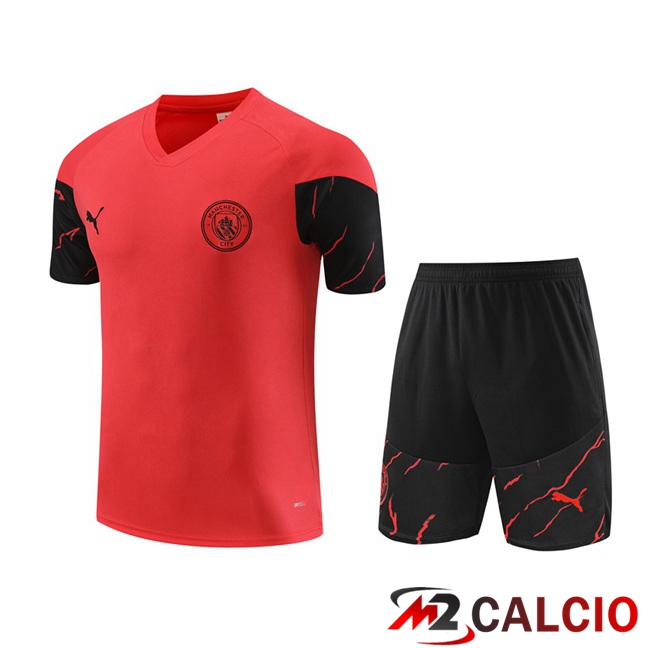 T Shirt Allenamento Manchester City + Pantaloncini Rosso 2023/2024