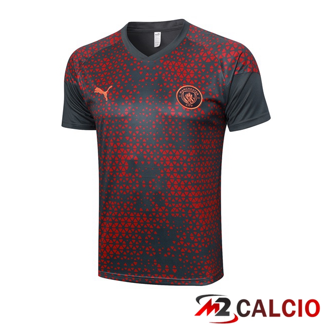 T Shirt Allenamento Manchester City Rosso Grigio 2023/2024