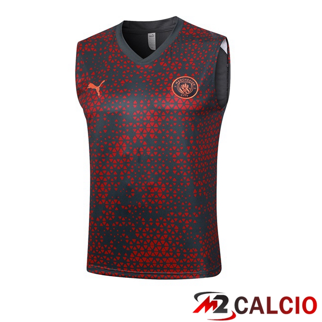 Canotta Calcio Manchester City Rosso Nero 2023/2024