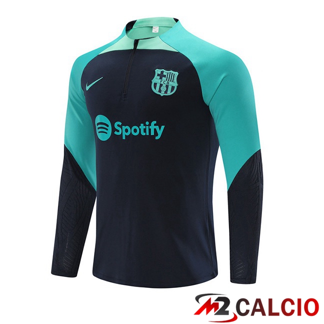 Felpa Allenamento FC Barcellona Blu Reale Verde 2023/2024