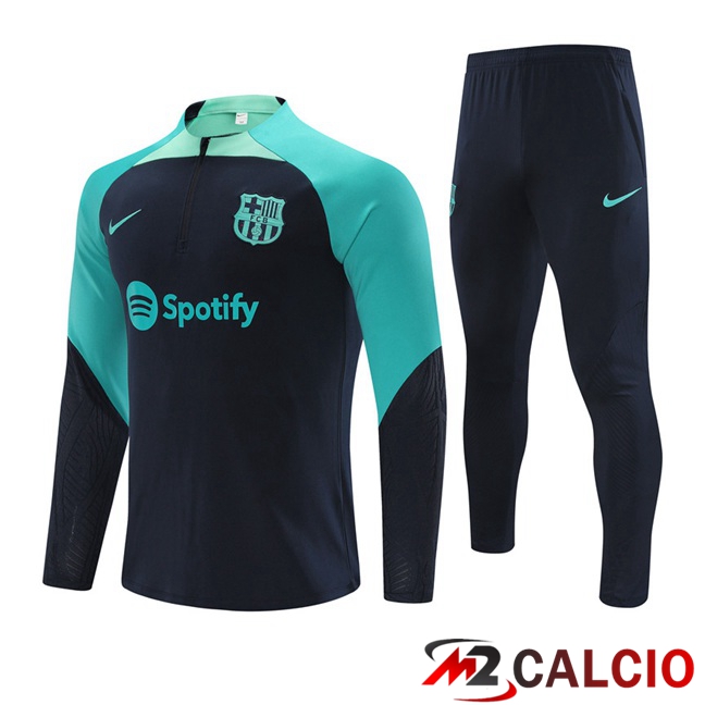 Insieme Tuta Calcio FC Barcellona Blu Reale Verde 2023/2024