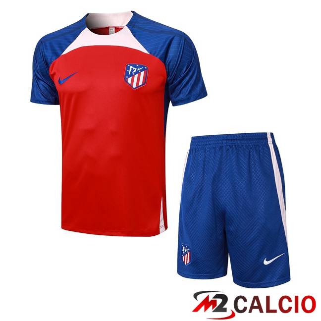 T Shirt Allenamento Atletico Madrid + Pantaloncini Rosso Blu 2023/2024