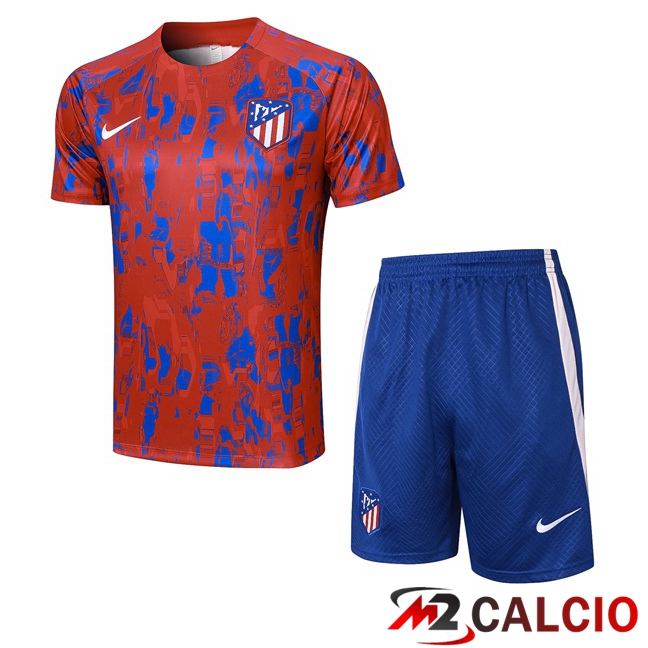 T Shirt Allenamento Atletico Madrid + Pantaloncini Rosso Blu 2023/2024