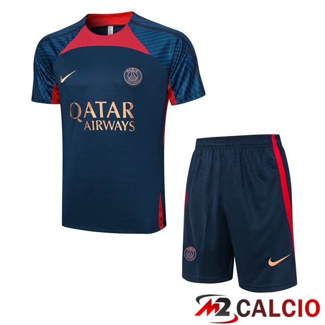 T Shirt Allenamento Paris PSG + Pantaloncini Blu Reale 2023/2024