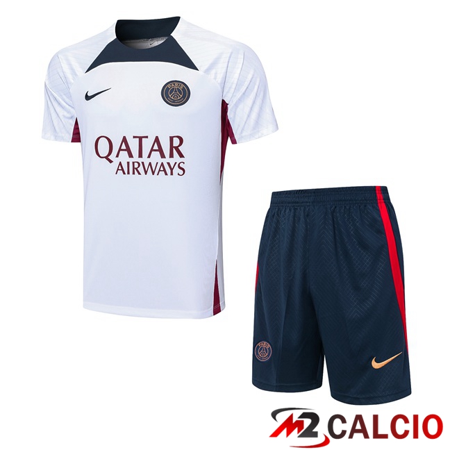 T Shirt Allenamento Paris PSG + Pantaloncini Bianco 2023/2024