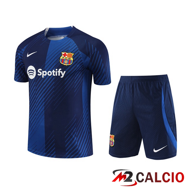 T Shirt Allenamento FC Barcellona + Pantaloncini Blu 2023/2024