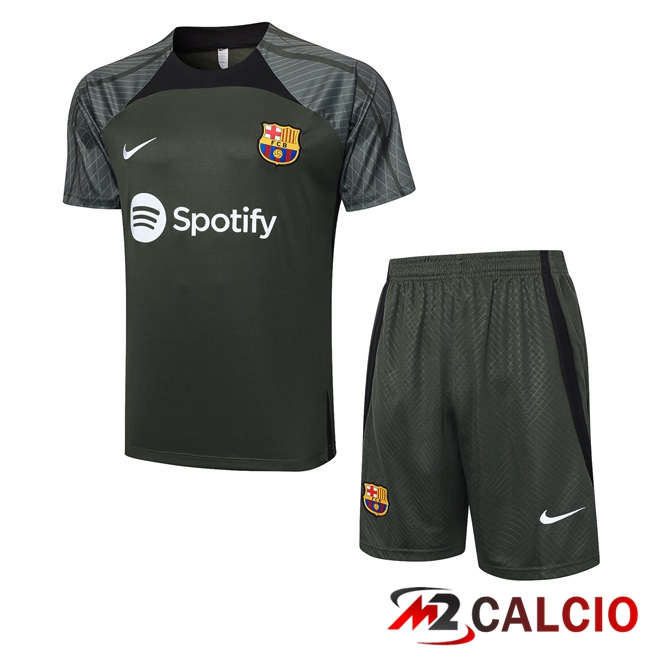 T Shirt Allenamento FC Barcellona + Pantaloncini Verde 2023/2024