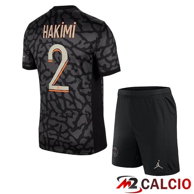 Maglie Calcio Paris PSG (Hakimi 2) Bambino Terza Nero 2023/2024