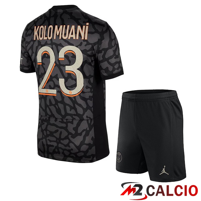 Maglie Calcio Paris PSG (Kolo Muani 23) Bambino Terza Nero 2023/2024