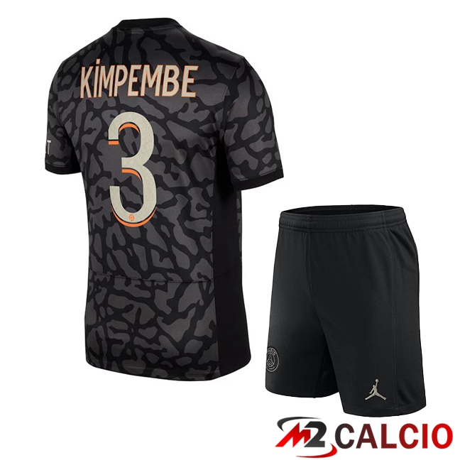 Maglie Calcio Paris PSG (Kimpembe 3) Bambino Terza Nero 2023/2024