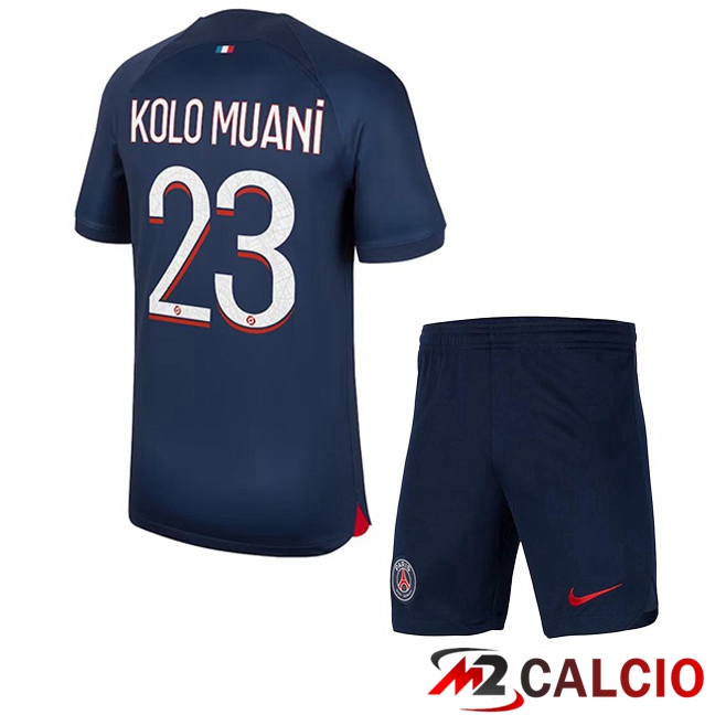 Maglie Calcio Paris PSG (Kolo Muani 23) Bambino Prima Blu Reale 2023/2024