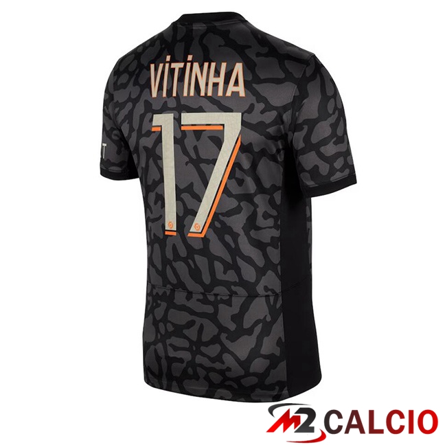 Maglie Calcio Paris PSG (Vitinha 17) Terza Nero 2023/2024