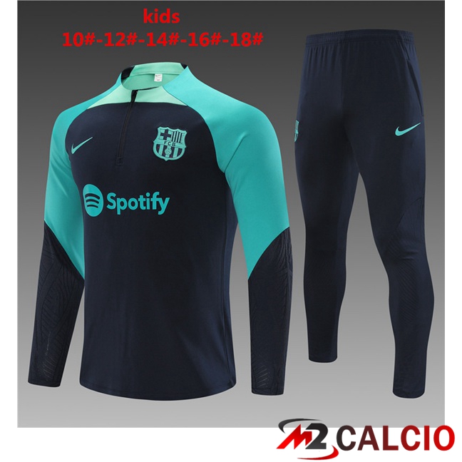 Insieme Tuta Calcio FC Barcellona Bambino Blu Reale Verde 2023/2024